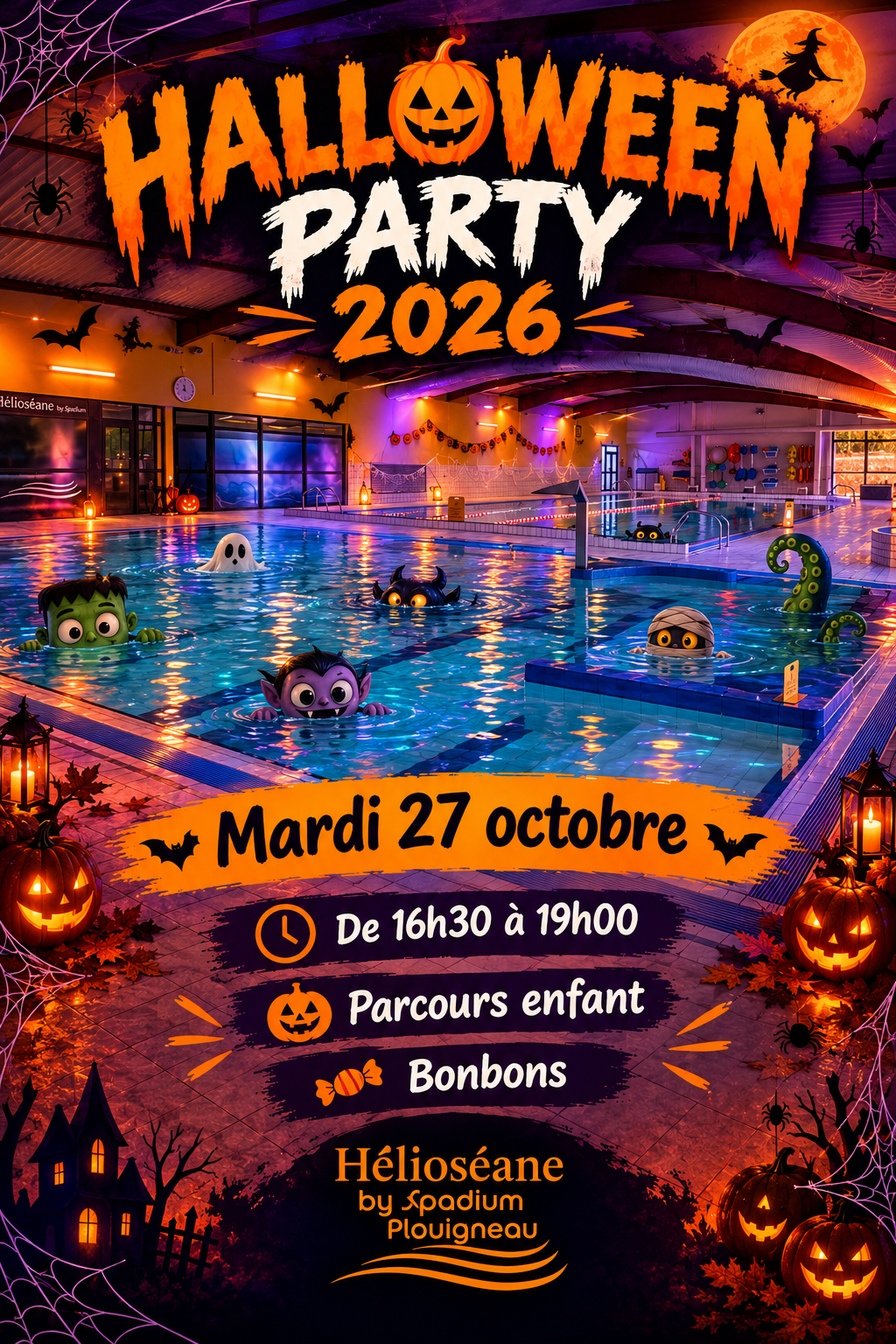 affiche halloween a la piscine