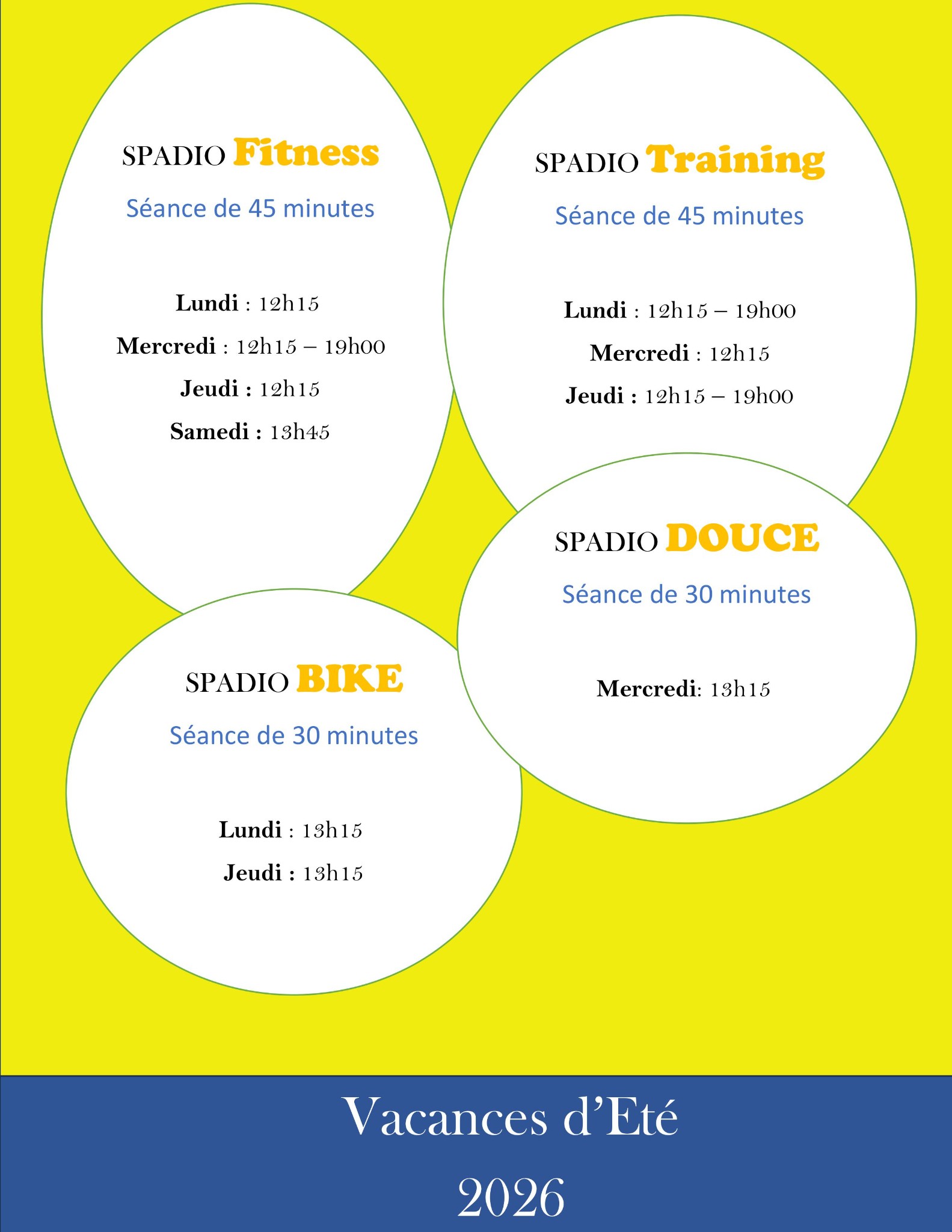 horaire spadio ete