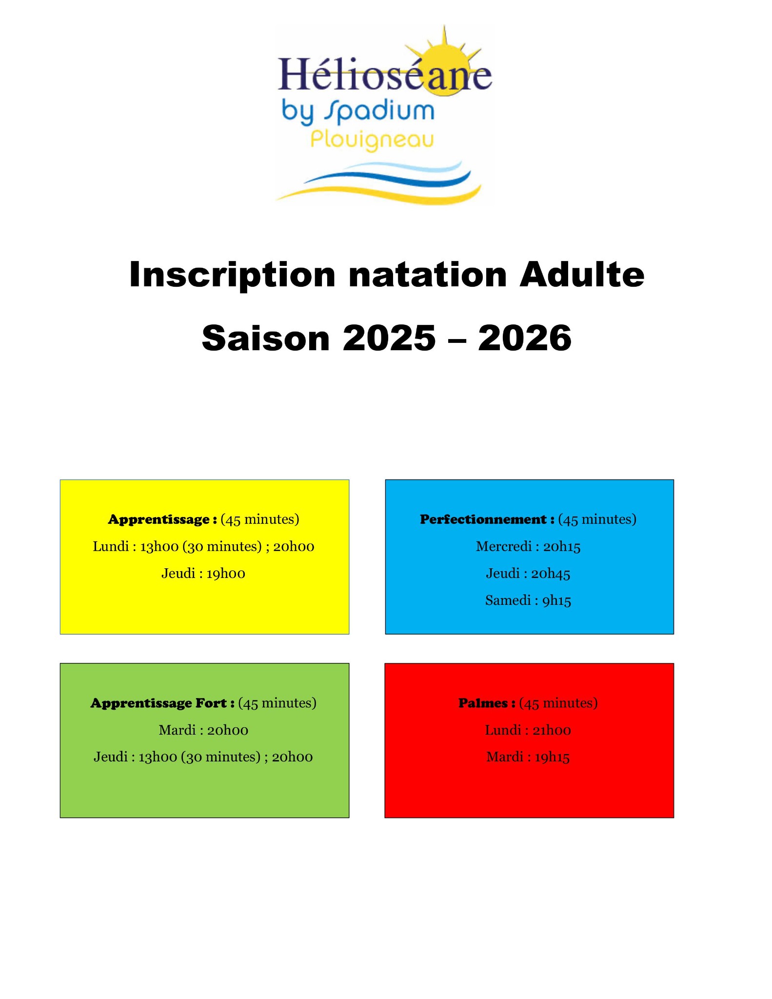 inscription natation adulte 2024 2025